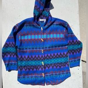 Women's Vintage Points West Jacket Coat Multicolor Aztec S Toogle Hippie